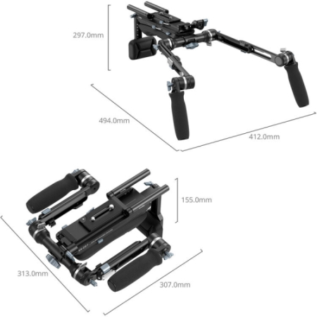 SmallRig 4181B SR007 Pro - zestaw, profesjonalny rig na ramię/naramienny (All-In-One) - wymiary
